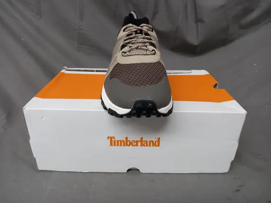 BOXED PAIR OF TIMBERLAND WINSOR TRAIL SHOES IN LIGHT BROWN MESH UK SIZE 9