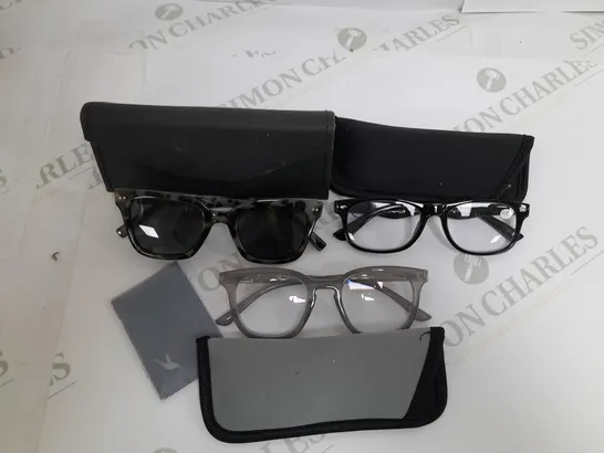 1 PAIR OF SUNGLASSES AND 2 PAIRS OF READING GLASSES GREY MIX 