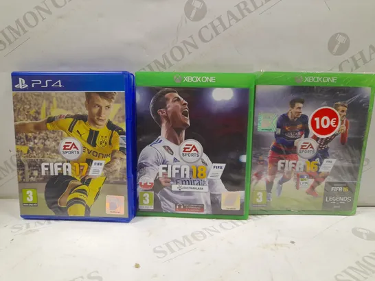 BOX OF APPROXIMATELY 27 ASSORTED VIDEO GAMES TO INCLUDE FIFA 16 (XBOX ONE), FIFA 17 (PS4), FIFA 18 (XBOX ONE), ETC 