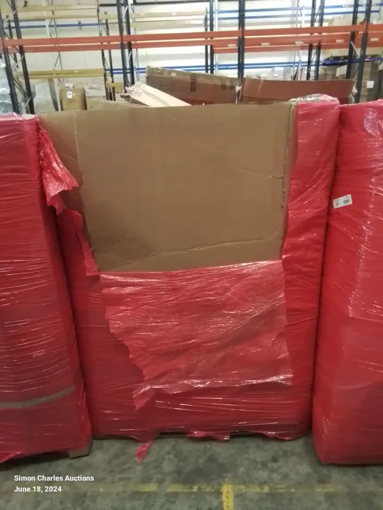 PALLET OF HOUSEHOLD ITEMS AND CONSUMER GOODS TO INCLUDE: CAT LITTER TRAY, VARIOUS PILLOWS, RADIATOR, GARMENT RACK, ETC.