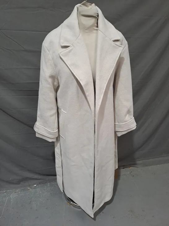 STRADIVARIUS BELTED COAT IN STONE SIZE S