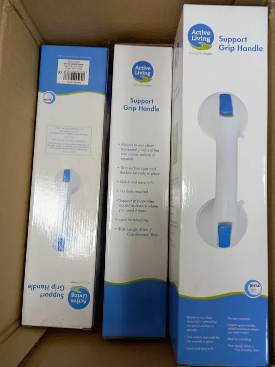 BOX OF APPROXIMATELY 10 ACTIVE LIVING SUPPORT GRIP HANDLES IN WHITE 