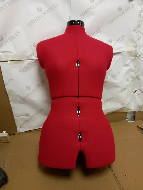 HEADLESS RED MANNEQUIN WITH STAND