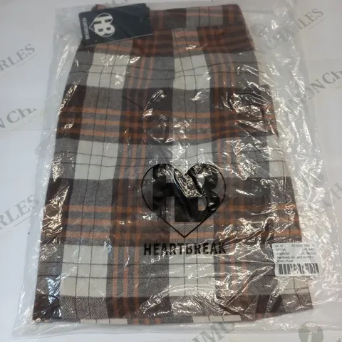 HEARTBREAK MINI SKIRT CO-ORD IN BROWN CHECK SIZE 12