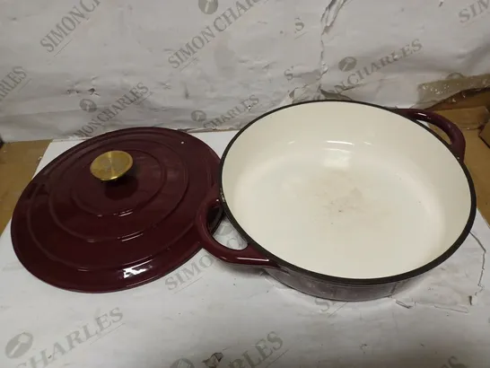 TOWER BO800253RED BARBARY & OAK SHALLOW CAST IRON CASSEROLE PAN