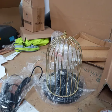 BLACK AND GOLD TABLE LAMP BIT BIRD CAGE DESIGN 