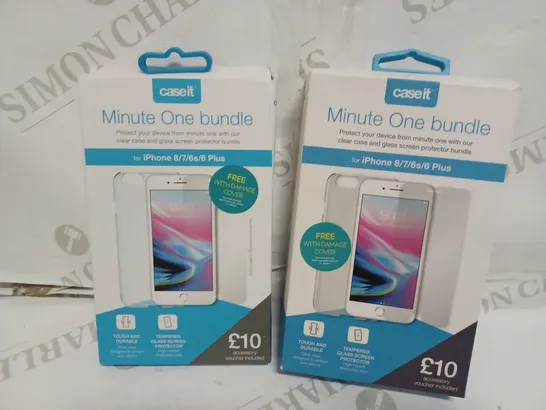 BOX OF APPROX 20 MINUTE ONE BUNDLES FOR ASSORTED PHONES INCLUDING SCREEN PROTECTOR AND PHONE CASE