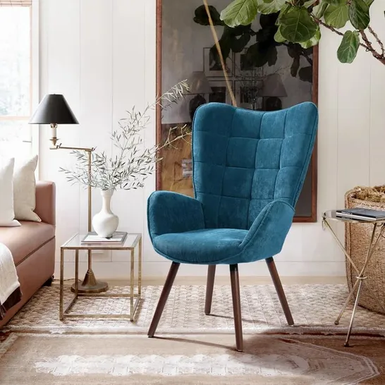 BOXED ABEL ARMCHAIR UPHOLSTERY COLOUR: BLUE