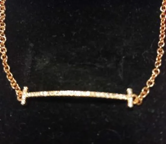 14CT ROSE GOLD DIAMOND SET BAR BRACELET