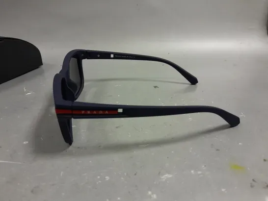 PRADA POLARISED GLASSES WITH NAVY FRAMES IN CASE