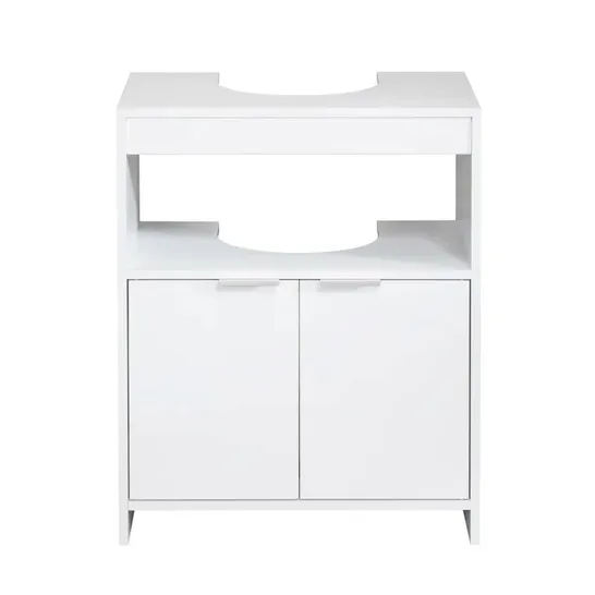 BOXED ANALYSE 48 X 60CM FREESTANDING WHITE UNDERBASIN WITH OPEN SHELF 