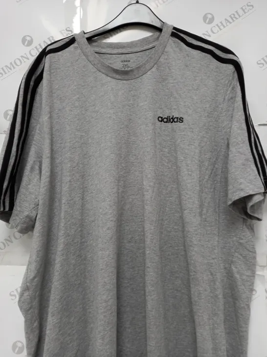 ADIDAS 3 STRIPE T-SHIRT IN GREY - 2XL