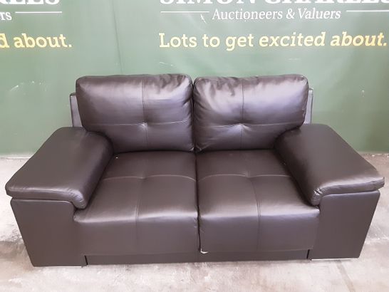 DESIGNER BROWN LEATHER 2-SEATER SOFA 