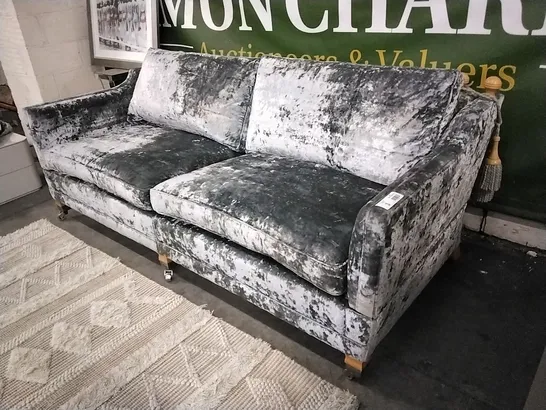 BRAND NEW DURESTA DERWENT GREY CRUSHED VELVET THREE SEATER SOFA WITH TWO ARM COVERS RRP £8500