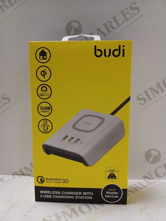 BUDI WIRELESS CHARGER WITH 3 USB CHARGING STATION