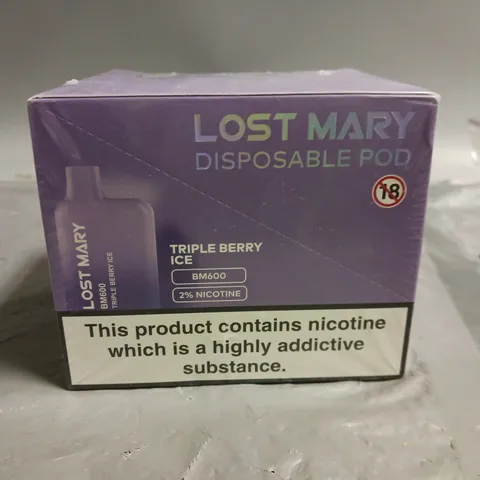 SEALED 10-PACK OF LOST MARY DISPOSABLE POD BM600 TRIPLE BERRY VAPES