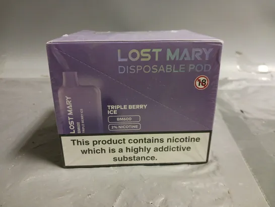 SEALED 10-PACK OF LOST MARY DISPOSABLE POD BM600 TRIPLE BERRY VAPES