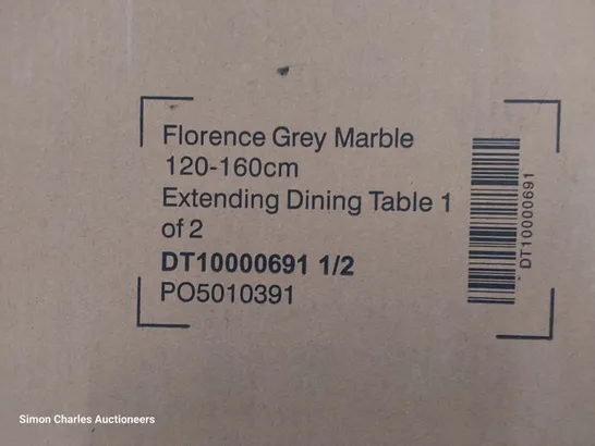 TWO BOXED FLORENCE GREY MARBLE EXTENDING DINING TABLE BASES ( BOXES 1 OF 2 ONLY)