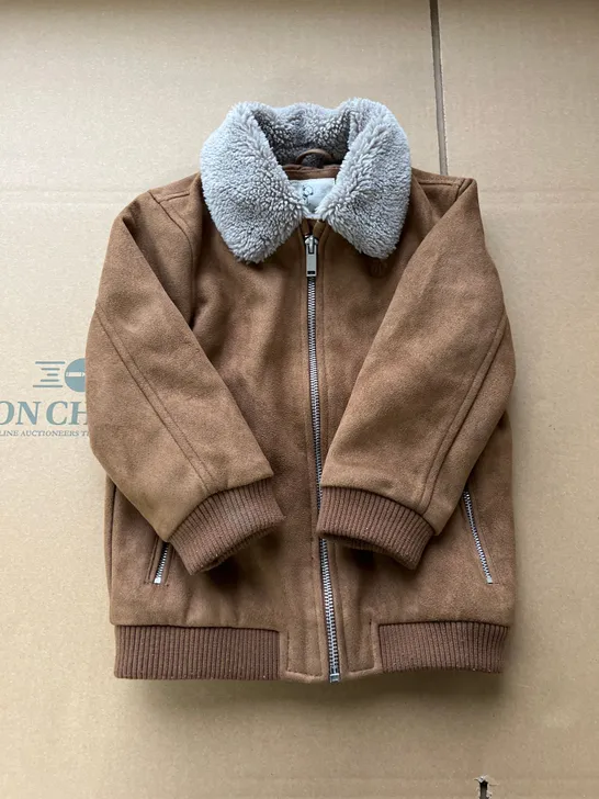 RIVER ISLAND MINI BROWN SUEDE JACKET 3-4Y