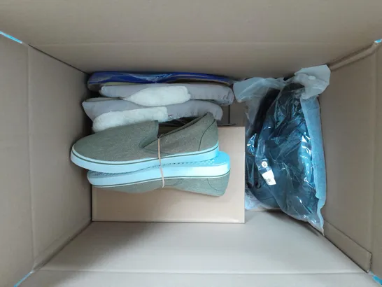 BOXED LOT OF ASSORTED PAIRS OF SHOES. VARIOUS STYLES, COLOURS AND SIZES