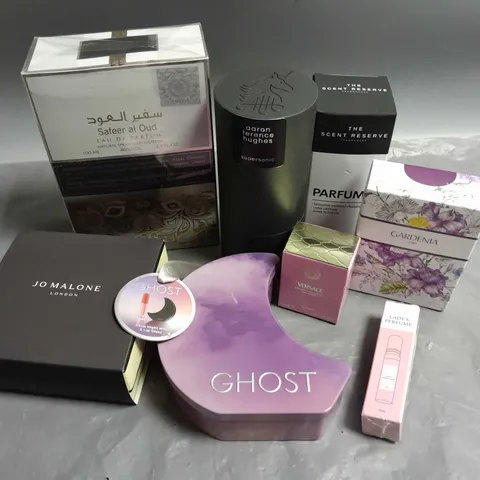 BOX OF APPROXIMATELY 8 ASSORTED BOXED FRAGRANCES TO INCLUDE - VERSACE - JO MALONE - GHOST - ETC - COLLECTION ONLY