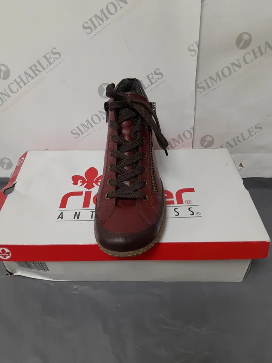 RIEKER ANTISTRESS ANKLE BOOTS BURGUNDY SIZE 4