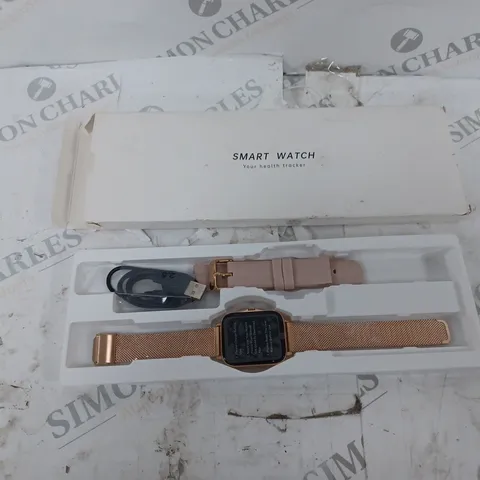 SMART WATCH HEALTH TRACKER GOLD STRAP BOXED 