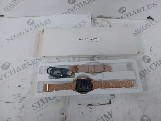 SMART WATCH HEALTH TRACKER GOLD STRAP BOXED 