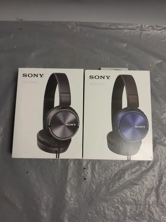 BOXED SONY X2 WIRED STEREO HEADPHONES IN BLACK AND BLUE