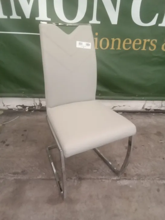 DINING CHAIR - LIGHT GREY LEATHER