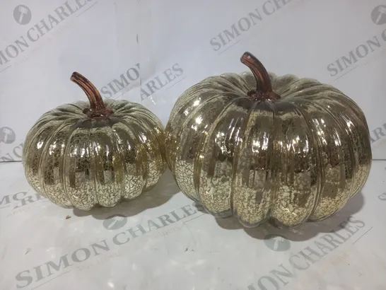 BOXED HOME REFLECTIONS SET OF 2 PRE-LIT MERCURY PUMPKINS IN GOLD