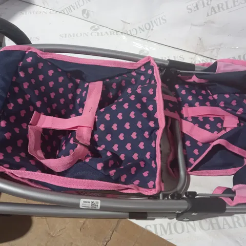 JOHN LEWIS CHILDREN'S DOLL PRAM IN NAVY/PINK