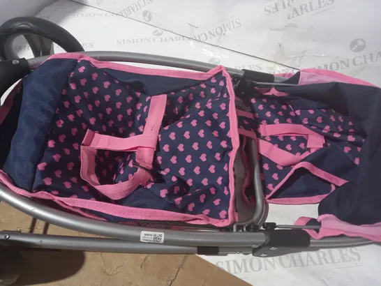 JOHN LEWIS CHILDREN'S DOLL PRAM IN NAVY/PINK