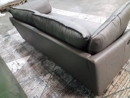 BRAND NEW DESIGNER AVA LEATHER 3 SEATER SOFA - DARK GREY