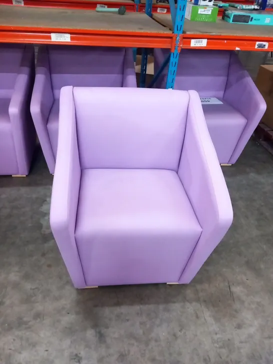 PAIR OF PINEAPPLE PURPLE FAUX LEATHER ARMCHAIRS