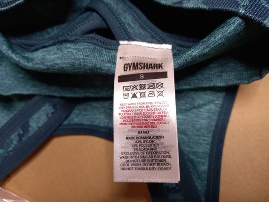 STYLE OF GYMSHARK GARDEN GREEN/LOGO TEXTURED SPORTS BRA - SMALL