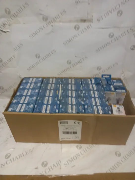 LOT TO CONTAIN APPROXIMATELY 95 CROMPTON ROUND BC-B22ND 18W 240V CLEAR GLASS 2700K WARM LIGHT BULBS 