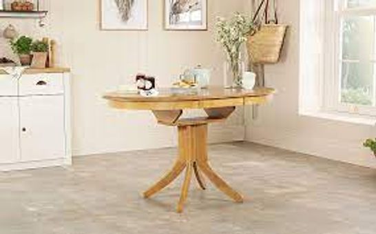 BOXED DESIGNER HUDSON ROUND OAK 90-120CM EXTENDING DINING TABLE (1 BOX)