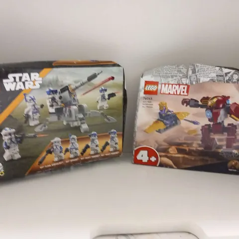 TWO ASSORTED LEGO PRODUCTS TO INCLUDE; 76263 IRON MAN HULKBUSTER VS THANOS AND 75345 501ST CLONE TROOPERS BATTLE PACK