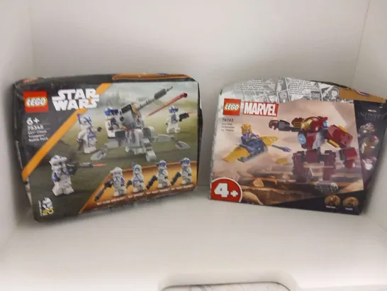 TWO ASSORTED LEGO PRODUCTS TO INCLUDE; 76263 IRON MAN HULKBUSTER VS THANOS AND 75345 501ST CLONE TROOPERS BATTLE PACK