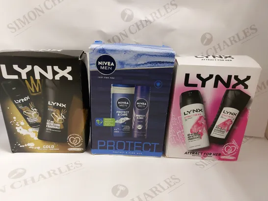 BOX OF APPROX 10 DEODORANT ITEMS TO INCLUDE LYNX SETS. NIVEA MEN GIFT SET AND TRESEMME GIFT SET