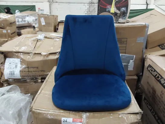 BOXED CLIPOP FINN SET OF 2 BLUE VELVET DINING CHAIRS (1 BOX)