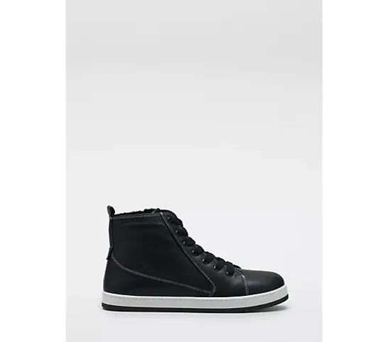 ADESSO LEATHER HIGH TOP TRAINER BOOT- BLACK SIZE 5