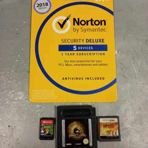 4 X ASSORTED MEDIA PRODUCTS TO INCLUDE NORTON ANTI VIRUS, MORTAL KOMBAT 4, WORMS ETC 