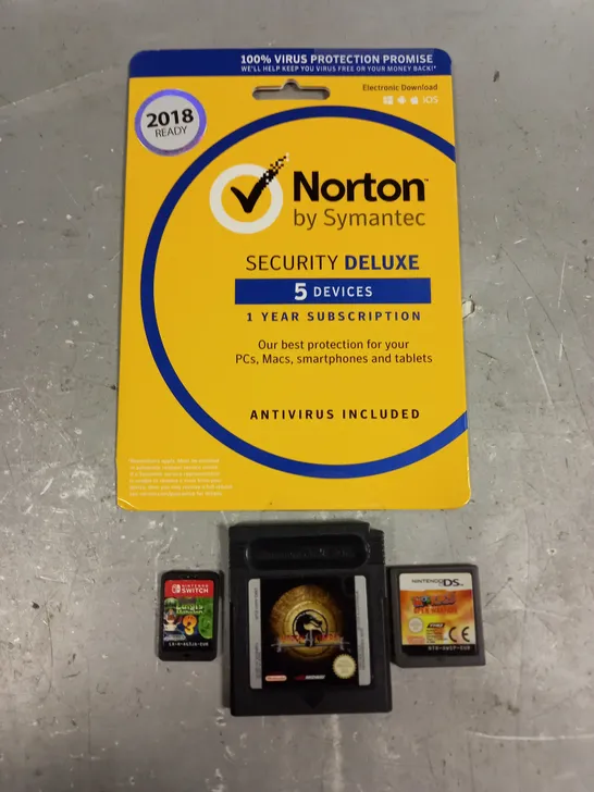 4 X ASSORTED MEDIA PRODUCTS TO INCLUDE NORTON ANTI VIRUS, MORTAL KOMBAT 4, WORMS ETC 