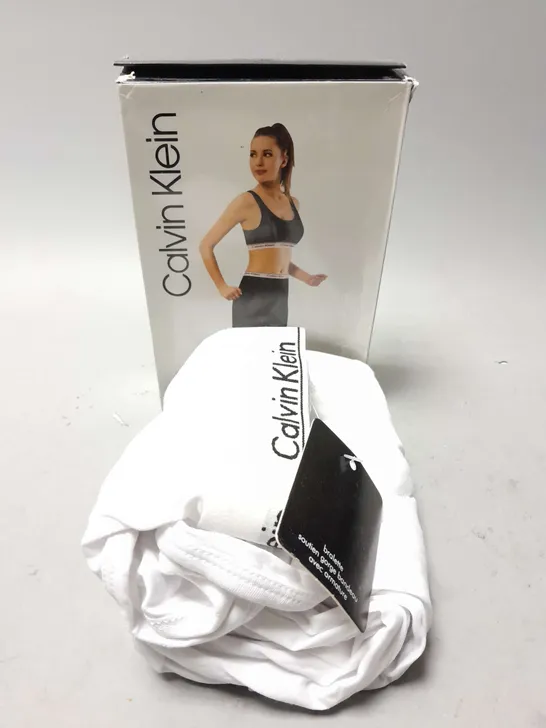 BOXED CALVIN KLEIN LADIES CROPTOP AND LEGGING SET IN WHITE - MEDIUM