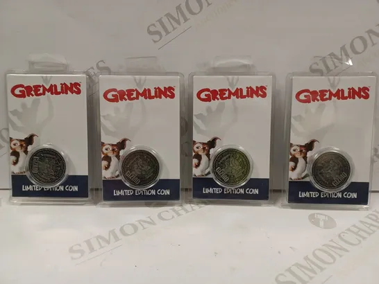 4 X GREMLINS LIMITED EDITION COLLECTORS COINS 