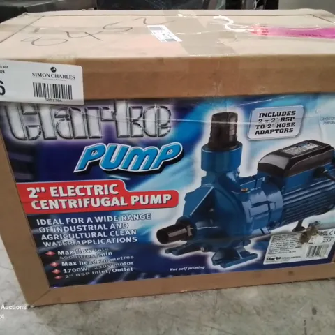 CLARKE PUMP 2" ELECTRIC CENTRIFUGAL PUMP 