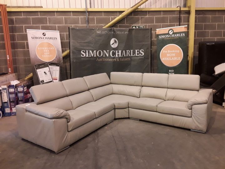 grey faux leather corner sofa