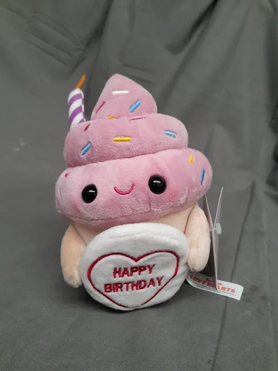 SWIZZELS LOVE HEARTS - HAPPY BIRTHDAY CUPCAKE PLUSH TEDDIE